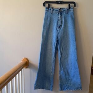 Zara The Marine Light Blue Wide-Leg cropped Jeans